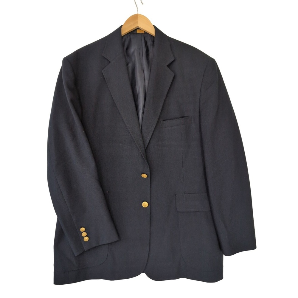 Edwards Blazer Mens 44R‎ Navy Blue 2 Button Single Vent Business Professional